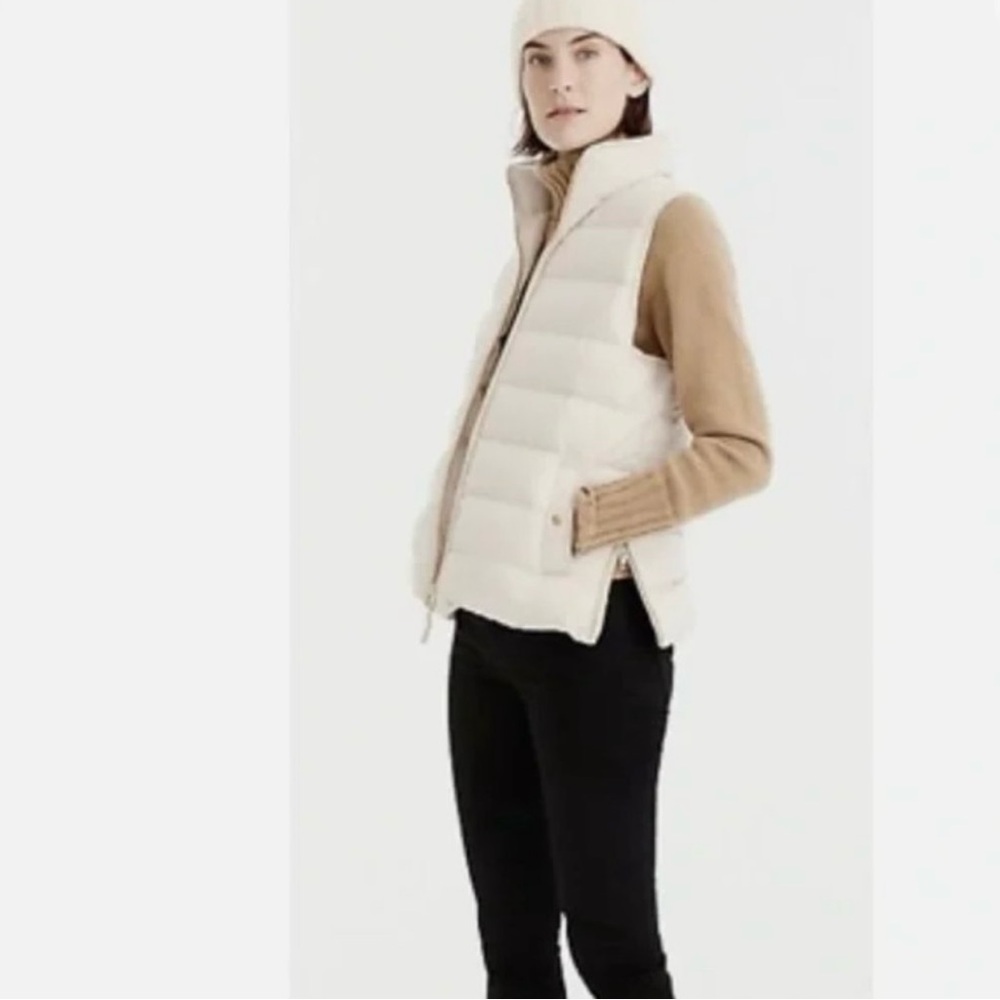 J. Crew Mountain Puffer Vest - Cream w/Gold Hardware - Size XL-Perfect Condition